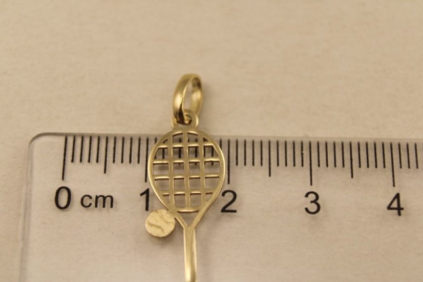 Prívesok- tenisová raketa s loptičkou- žlté zlato- 14K