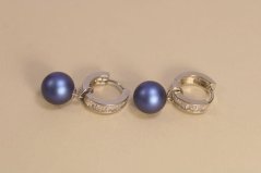 Náušnice- kruhy-swarovski -perlička modrá- rhódiované striebro