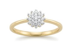 Zlatý prsteň - Briliantový kvet - 14k - žlté zlato