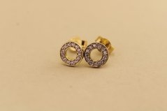 Naušnice -kruhy- diamanty- žlté zlato- napichovačky- žlté zlato