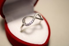 Prsteň-nekonečno-číre zirkóny-rhodium-striebro