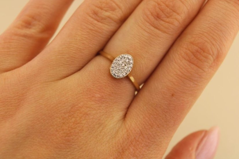 Prsteň- diamanty-H/Si2- žlté zlato- 14 karátov