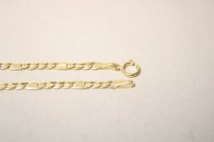 Zlatá retiazka Figaro s hladkými platničkami, žlté zlato, 49,5 cm, 2,92 g, 14 karátov 585/1000
