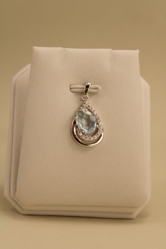 Prívesok - Topás - číre zirkóny - rhodium - striebro