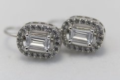 Náušnice visiace biele zlato číre zirkóny 2,23g 14k 585/1000