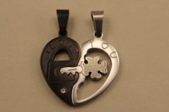 Dvojprívesok- srdce- I LOVE YOU- zirkón- chirurgická oceľ