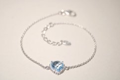 Náramok-prívesok srdiečko-Topás-rhodium-striebro