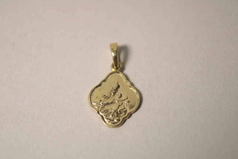 Zlatý obojstranný prívesok Škapuliar Panny Márie, žlté zlato, 0,85 g, 14K 585/1000