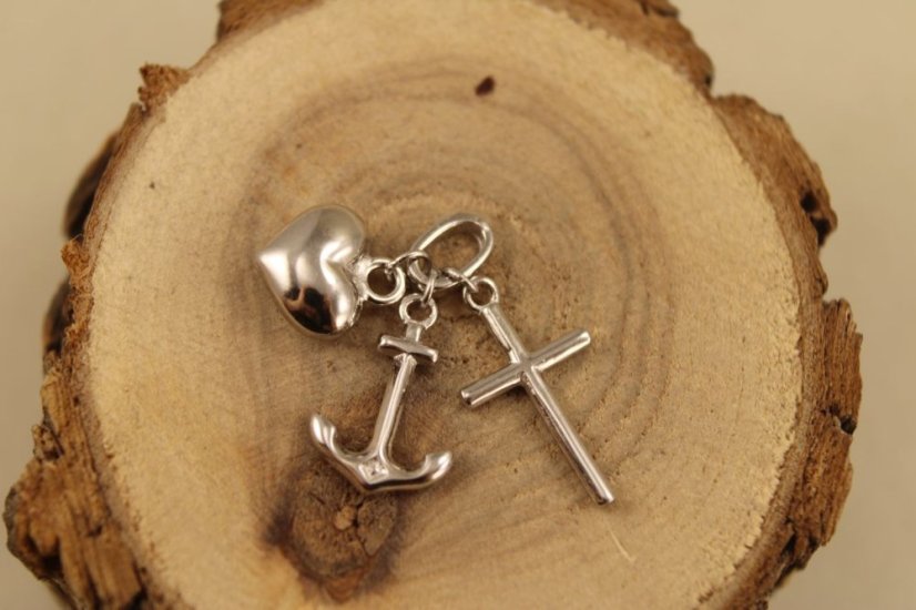 Prívesok- srdce- kotva- kríž- rhódiované striebro