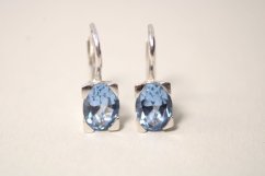 Náušnice -so svetlomodrým kameňom-biele zlato-14 karátov