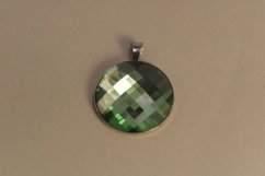 Strieborný okrúhly prívesok zelený swarovski crystals, striebro, 3,52g, 925/1000