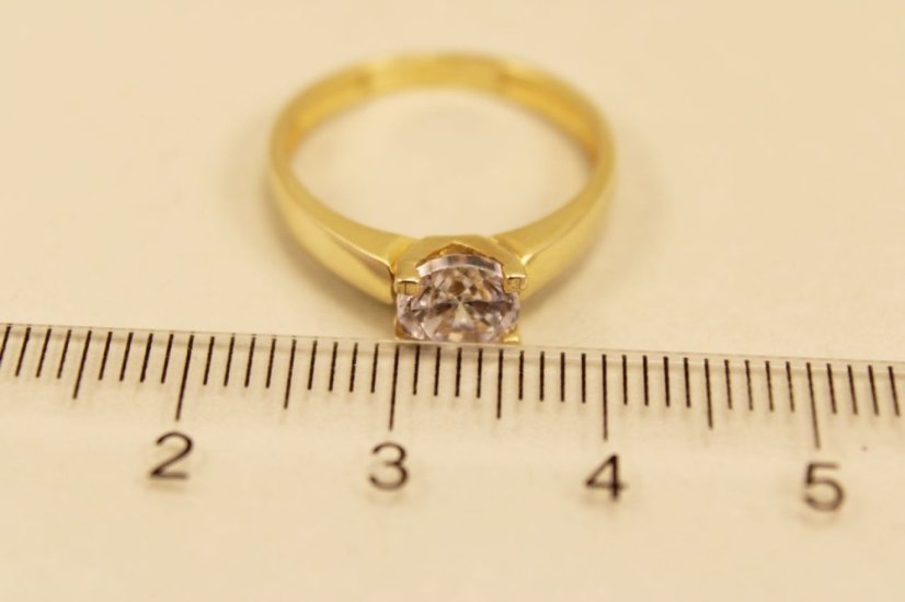 Zlatý prsteň, žlté zlato, číry zirkón 14k 585/1000