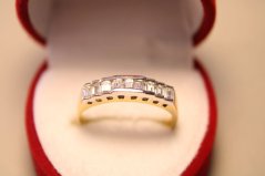 Prsteň- číre zirkóny- žlto biele zlato- 14 karátov