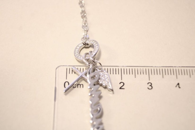 Náhrdelník-Mama- anjelské krídlo- krížik-zirkóny- rhódiované striebro