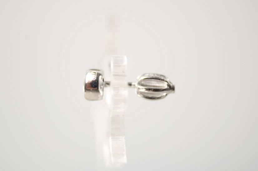 Rhódiované strieborné naušnice, číry zirkón v obrube, šrubovačky, 1,11 g, 925/1000 - Materiál: Rhodiované striebro, Druh kameňa: ZIRKÓN, Farba kameňa: Číry, Váha (g): 1,11, Rýdzosť: STRIEBRO 925/1000