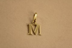 Prívesok - písmenko M - žlté zlato - 14 karátov