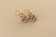 Zlaté náušnice - Novorodenecké - Mačičky so zirkónom - 14k - Ružové zlato