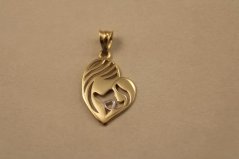 Prívesok- srdce- matka s dieťaťom- viacfarebné zlato- 14 karátov