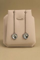 Náušnice - visiace - srdiečkový Topás - rhodium - striebro