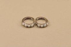 Náušnice- kruhy- biely opál- zacvakávacie- rhódiované striebro