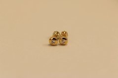 Zlaté náušnice-okrúhle brilianty 0,10 ct G-H/SI-žlté zlato- šrúbky-14K