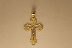 Prívesok-Ježiš na kríži- zaoblené okraje- žlté zlato- 14 karátov