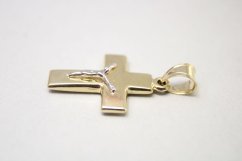 Prívesok- krížik- ukrižovaný Ježiš- viacfarebné zlato-14 karátov