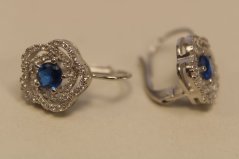 Náušnice-kvet-biele zlato-farebný zirkón-patent-14 karátov