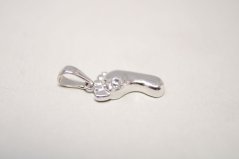 Prívesok- nôžka-číry zirkón-biele zlato-14 karátov