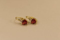 Náušnice- sýto rúžový kameň- patent- pozlátené striebro- 925/1000