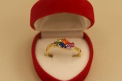 Prsteň - farebné zirkóny - žlté zlato - 14 karátov