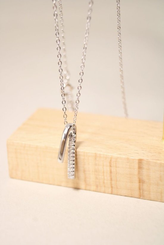 Strieborný náhrdelník so zirkónmi, rhodium, 43-48 cm, 1,86 g, 925/1000