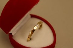 Prsteň - hladká obruč - číry zirkón - žlté zlato - 14K
