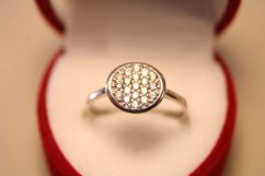 Prsteň-číre zirkóny- biele zlato- 14 karátov