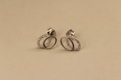 Náušnice- prepojené krúžky- zirkóny- puzetky- rhódiované striebro- 925/1000