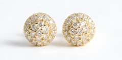 Zlaté náušnice-brilianty 0,145 ct G-H/SI-žlté zlato- šrúbky- 14K