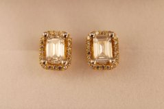 Zlaté náušnice- číry zirkón- žlté zlato- 14 karátov