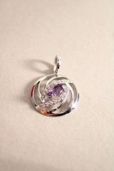 Prívesok-Ametyst-zirkóny- rhodium-striebro