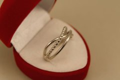 Prsteň- prepletaný vzor-rhodium-striebro
