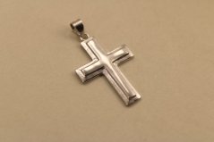 Prívesok - Krížik - 3D - rhodiované striebro