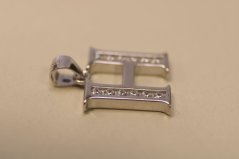 Prívesok-písmeno H- číre kamienky-rhodium-striebro