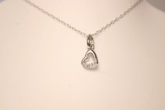 Strieborný náhrdelník s trblietavým srdcom, rhodium, 45-50 cm, 1,75 g, 925/1000