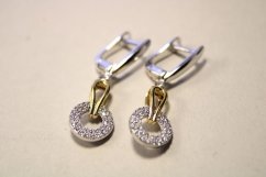 Strieborné kombinované náušnice s čírymi zirkónmi, francuzske zapínanie, 3,54g, 925/1000