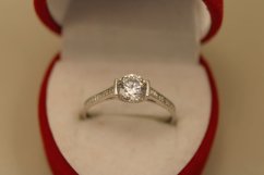 Prsteň-biele zlato-číre zirkóny-14K