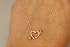 Celebritka-Srdce-Šíp-Číre zirkóny-Anker-Žlté zlato-14k