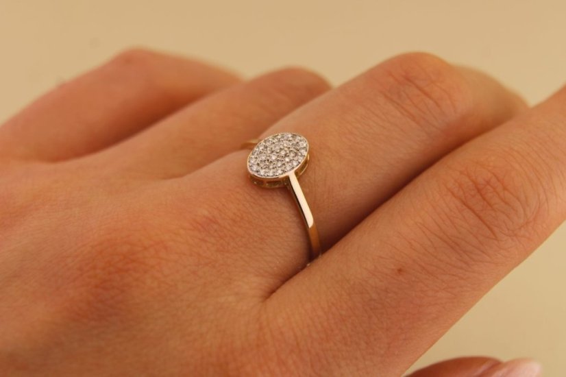 Prsteň- diamanty-H/Si2- žlté zlato- 14 karátov