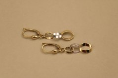 Visiace zlaté náušnice - patent - viacfarebné zlato - 14K