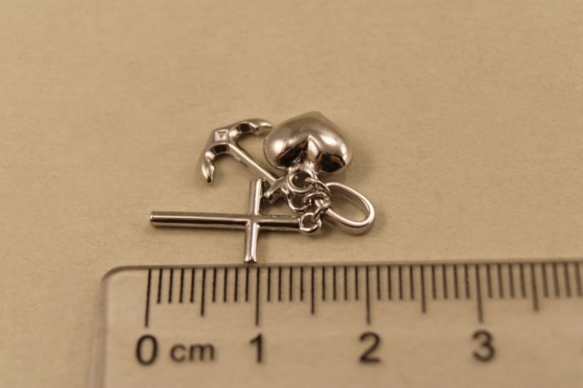 Prívesok- srdce- kotva- kríž- rhódiované striebro