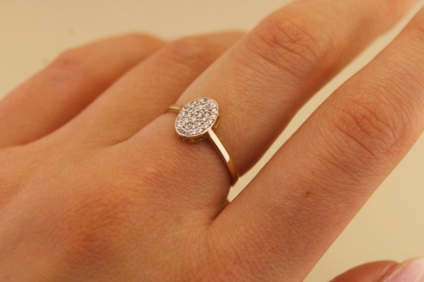 Prsteň- diamanty-H/Si2- žlté zlato- 14 karátov