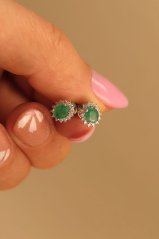 Náušnice - Smaragd - číre diamanty 0,260 ct - SI/H - biele zlato - 14 karátov